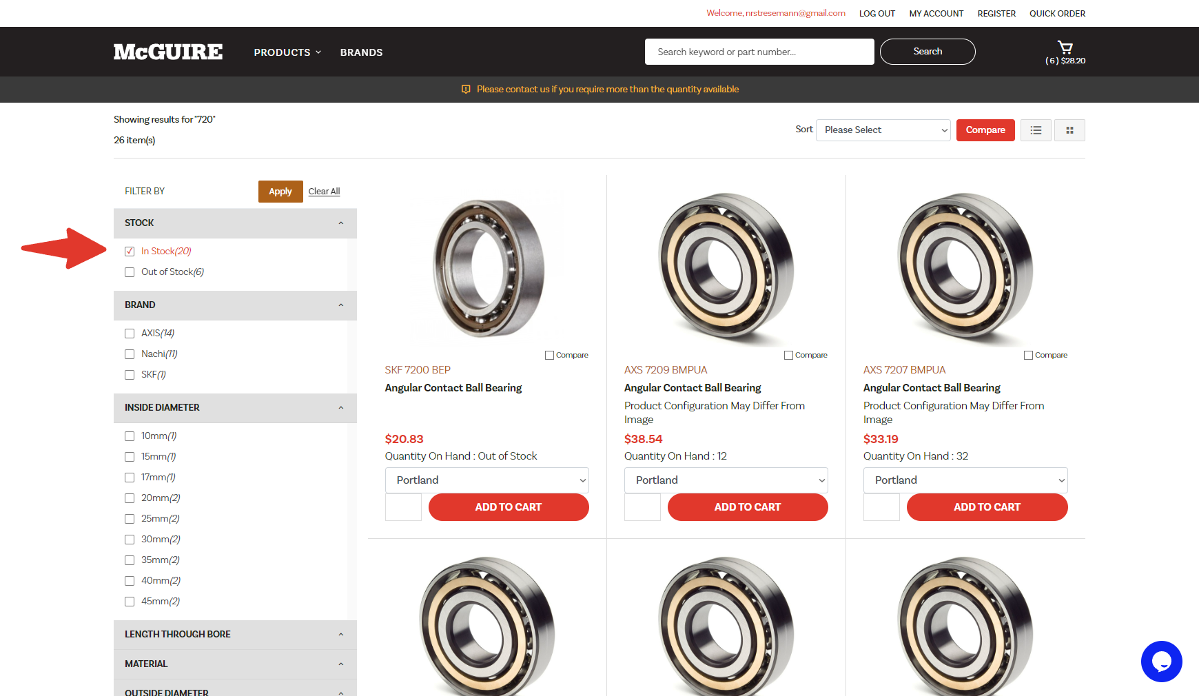 I can’t find my part using filters.